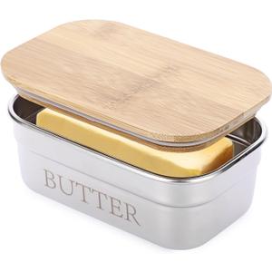 Stainless Steel Butter Dish With Lid for Countertop - Holder Container With Silicone Sealing for Kitchen, Unbreakable Keeper, Holds 1 Stick East Coast Butter (Small)