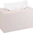 Sumnacon Tissue Box Cover Rectangular Tissue Box Holder Linen Tissue Box with Magnetic Bottom Decorative Beige Tissue Box for Bathroom Toilet Living Room Table Desk Office Car, Large