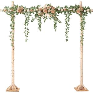Ling's Moment Backdrop Floral Garland 6.5FT Artificial Wedding Arch Flowers Sage Green Decor, White Ceremony Reception Hanging Eucalyptus Rose Arbor Arrangement Outdoor Party Swag Home Decorations