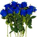AnotherGifts 10pcs Artificial Silk Flowers Fake Rose Flower Long Stems Bouquet for Arrangement Wedding Centerpiece Party Home Kitchen Decor (Royal Blue)