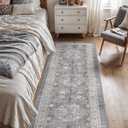 DEXI Hallway Runner Rug, 2x7 Distressed Non Slip Runners Carpet, Boho Vintage Soft Thin Indoor Rug, Stain Resistant Washable Entry Mat for Entryway Kitchen Laundry Room Living Room, Grey