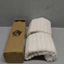 Kevin Textile Christmas Striped Corduroy Plush Texture Velvet Euro Throw Pillow Sham Cushion Cover for Chair, 24 x 24 inch (60cm), Set of 2, Creamy White