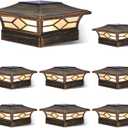 Solar Post Cap Lights Outdoor 8pack, Waterproof Solar Powered Deck Fence Post Lights for 4x4 Wood/Vinyl Posts, Solar Outdoor LED Light with Cool/Warm Lighting (Brushed Copper, 8pack)