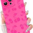 KANGHAR for iPhone 16 Pro Max Case Cute Cherry Hot Pink Design Cover for Girls Women Soft TPU Shockproof Anti-Scratch Protective Aesthetic Phone Case for iPhone 16 Pro Max 6.9 Inch