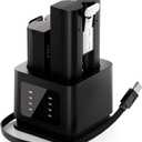 2-Pack Replacement Battery for Ring Doorbell - 6040mAh Rechargeable Lithium Batteries for Ring Video Doorbell 2/3/3 Plus/4, Spotlight Cam, Stick Up Cam, Upgrade Battery Charger USB-C Fast charging