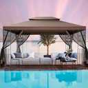 HOTEEL 10x13 Gazebo on Clearance, Outdoor Gazebo Tent with Mosquito Netting and Ventilated Double Flat Roof, All Weather Easy Assembly for Patio, Backyard, Garden (2025 New Model)