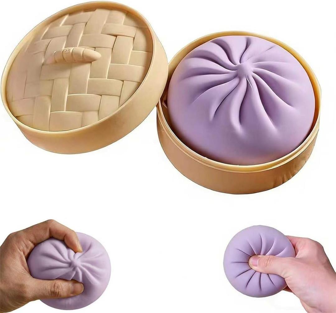 Giant Glitter Dumpling Squishy Toy  Large Soft Squeeze Sensory Fidget for Stress Relief, Cute Dumpling-Shaped Novelty Desk Toy for Adults & Teens (Purple, Non-Edible)
