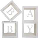 Baby Boxes with Letters for Baby Shower,Clear Baby Shower Decorations Block Boxes for Gender Reveal,Transparent Balloon Box Backdrop Birthday Party, 4 Pcs