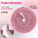 Rhinestone Shoe Laces, Glitter Rope Shoelaces for Sneakers, Round Crystal Bling Shoe Lace (120cm, Light Pink)