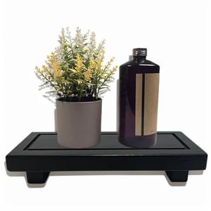 Spriieny Black and White Natural Pine Bathroom Base Support Tray, Kitchen Bathroom Dresser Decorative Tray, Suitable for soap, Bathroom Bottle, Perfume Bottle, Dresser, Counter (Black)