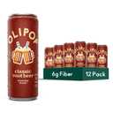 OLIPOP Prebiotic Soda Pop, Classic Root Beer, Pantry Pack Packed with Prebiotics, Fiber, and Botanicals, Gluten Free, GMO Free, 12oz Skinny (12-Cans)