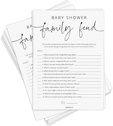 Pack of 2 Baby Shower Games - 50 Baby Shower Family Feud Game Cards, Boy or Girl, Gender Neutral, Minimalist