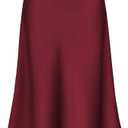 Modegal Women's Satin High Waist Hidden Elasticized Waistband Flared Casual A Line Midi Skirt (Medium)