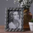 HAUCOZE Picture Frame Photo Frame Home Sculpture Table Centerpiece Polyresin Silver 5x7 inch