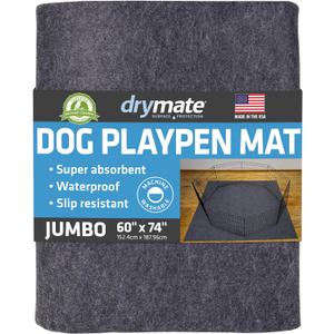 Drymate Jumbo Dog Playpen Mat (60x74), Super Absorbent, Waterproof, Slip-Resistant, Machine Washable, Reusable Puppy Pad for Training, Whelping, Housebreaking, Incontinence, Crate, Kennel (USA Made) (Charcoal)