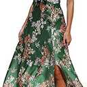 Fashionme Women Spaghetti Strap Midi Satin Dresses Tie Front Backless Split Summer Casual Floral Dress Hollow Flowy Slip Dress Sundresses Wedding Guest Beach Cocktail Graduation at Amazon Women's Clothing store, S