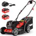 EWORK 40V Electric Lawn Mower Cordless, 14" Electric Push Mower with Grass Catchers, 2 x 4.0 Ah Batteries & Charger, 6-Height Adjustment, 21 lbs Lightweight Battery Powered Lawnmower for Small Yard