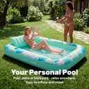 SLOOSH Inflatable Tanning Pool Lounger Float,85" x 57" Extra Large Pool Floats Adult with Pillow,4 in 1 Suntan Tub Raft Floatie,Sunbathing Bed Lounge Blow Up Ball Pit Party Gifts,XL-Cyan White