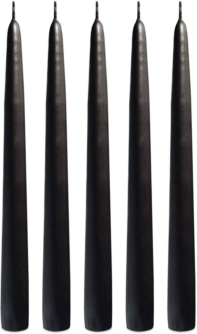 2 Pack Elegant Black 12 Inch Taper Candles - Pack of 12 Premium Unscented, Dripless & Smokeless Hand-Dipped Candles for Birthday, Wedding or Dinner Decorations and Formal Candlelighting