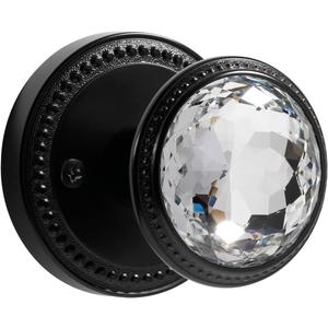 1 Pack Black Door Knobs Crystal Door Knob Passage Door Knob for Hall and Closet Glass Matte Black Zinc Alloy