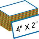 2 x Colored Border Magnetic Labels Dry Erase 4x2 Inch 40 Pieces, Reusable Magnetic Dry Erase Labels for Whiteboards, Locker, School, Classroom, Office, Home