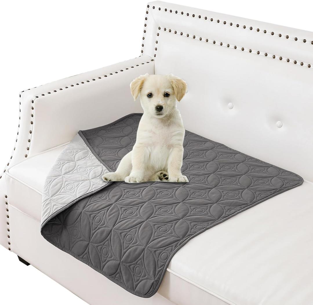 Waterproof Dog Blanket, 30x30 inches Small Pet Couch Covers for Sofa, Chair Bed Furniture Protector from Dogs Washable and Reversible-Lightgrey+Darkgrey
