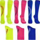 American Trends Girls Softball Socks with Stitches 3 Pairs Youth Athletic Socks for Soccer, Baseball, Softball, Football (L)