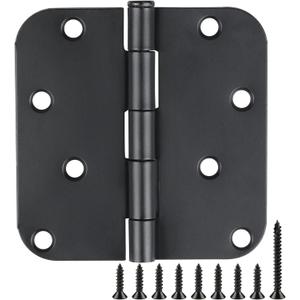 18 Pack Black Door Hinges 4 Inch x4 Rounded Heavy Duty Exterior Door Hinges Black Matte Black Hinges for Interior Doors,Front/Entry/Hinged/Steel/Barn-Style/Inside/Outside Door Hardware Hinge 8 Holes (Matte Black-4 in)
