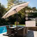 Outdoor Patio Umbrella - Table Umbrella Waterproof UV Protection, Sombrillas de Patio with Push Button Tilt, Sun Umbrella for Pool, Porch, Garden, Deck, Backyard (Beige)