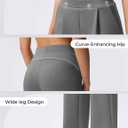 Wide Leg Pants for Women High Waist Relaxed Dress Pants with Pockets 30" (Gray, L)