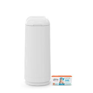 Diaper Genie Essence Pail, White with 18 Easy Roll Refill Bags