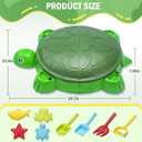 Turtle Sandbox with Lid & Beach Toys Set, 38" Kids Sandbox for Toddlers 3-8, Indoor Outdoor Sensory Play Sand Box with Cover, Summer Gift for Ages 3-8