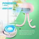 Portable Bladeless Fan - Mini Handheld Fan with Flexible Tripod, Clip-on for Stroller, Car Seat, Crib, Bike and Desktop - 3 Speeds, Rechargeable Battery Operated (Pink)