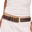 Womens Genuine Leather Belt for Jeans Pants Width 1.57" Western Cowgirl Wide Belts for Ladies with Gift Box (L: Fit for Low Waist 36"-40", Brown)