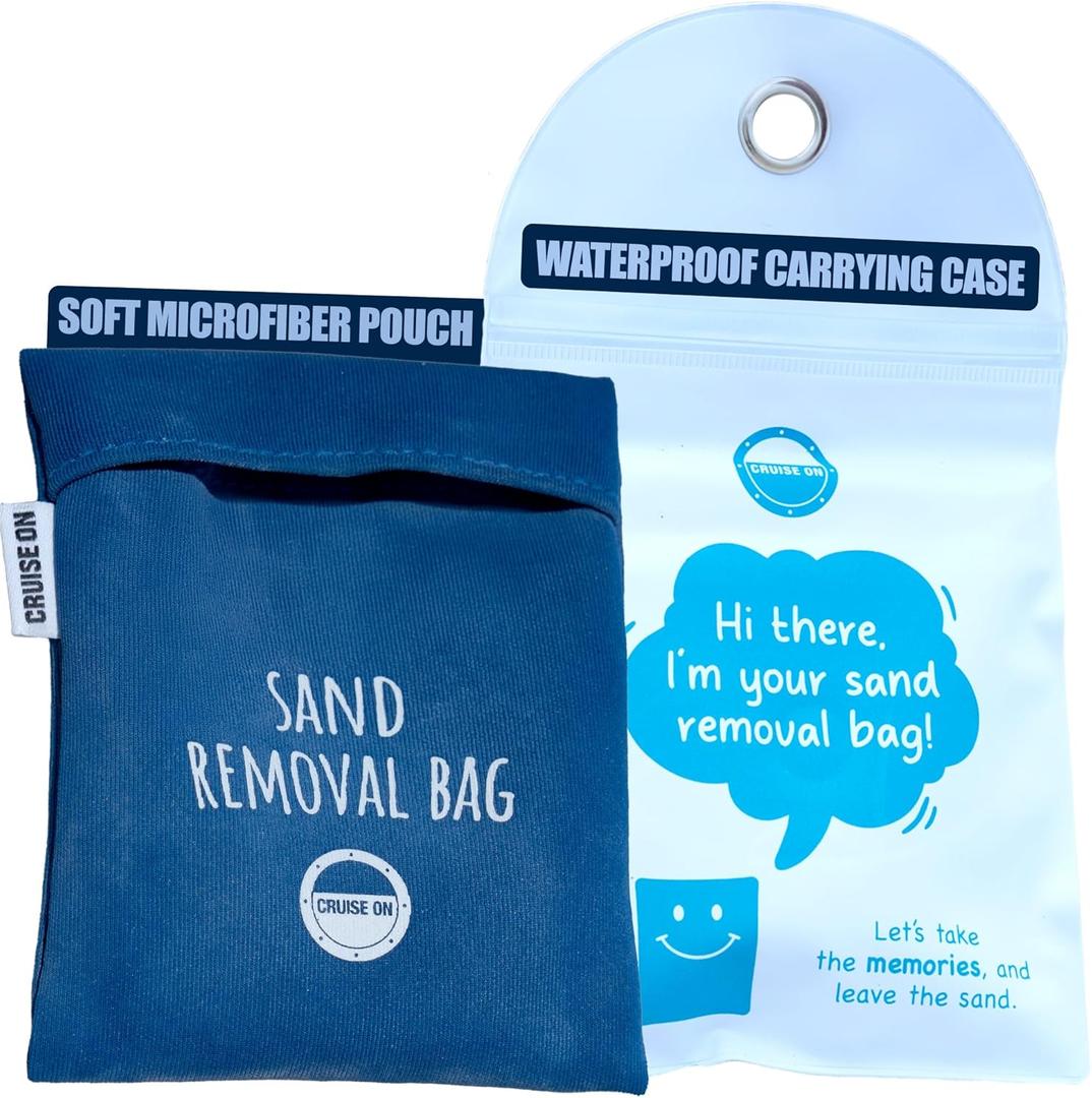 3 x Cruise On Sand Remover Bag for Beach - Wipes Off Sand from Feet, Legs, Hands - Beach Accessories Essentials for Women, Kids & Family - Must Haves for Vacation!