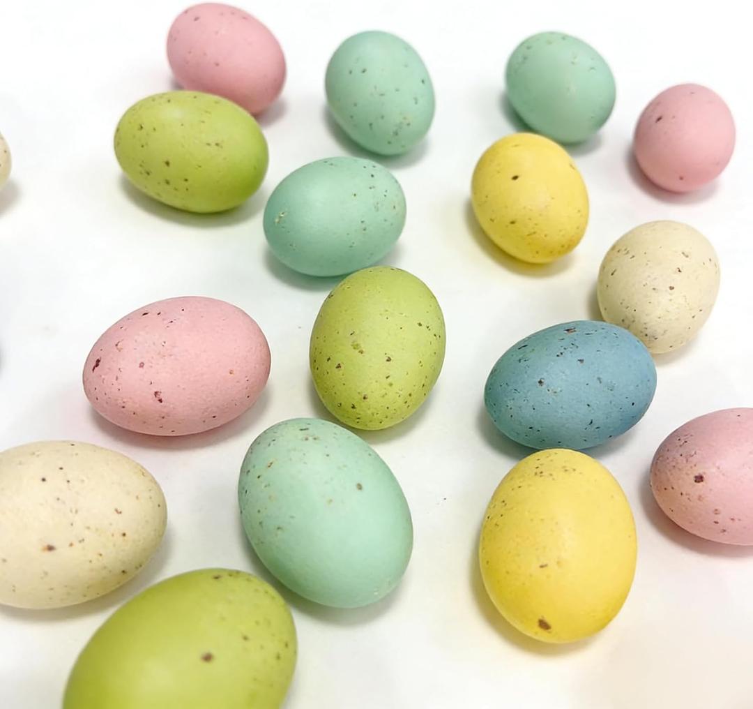 FJAKA 24 Pcs Speckled Easter Eggs, 2.4 Inch Colorful Plastic Speckled Eggs Bowl Basket Vase Fillers, for DIY Easter Spring Home Party Favors and Wedding Table Decorations