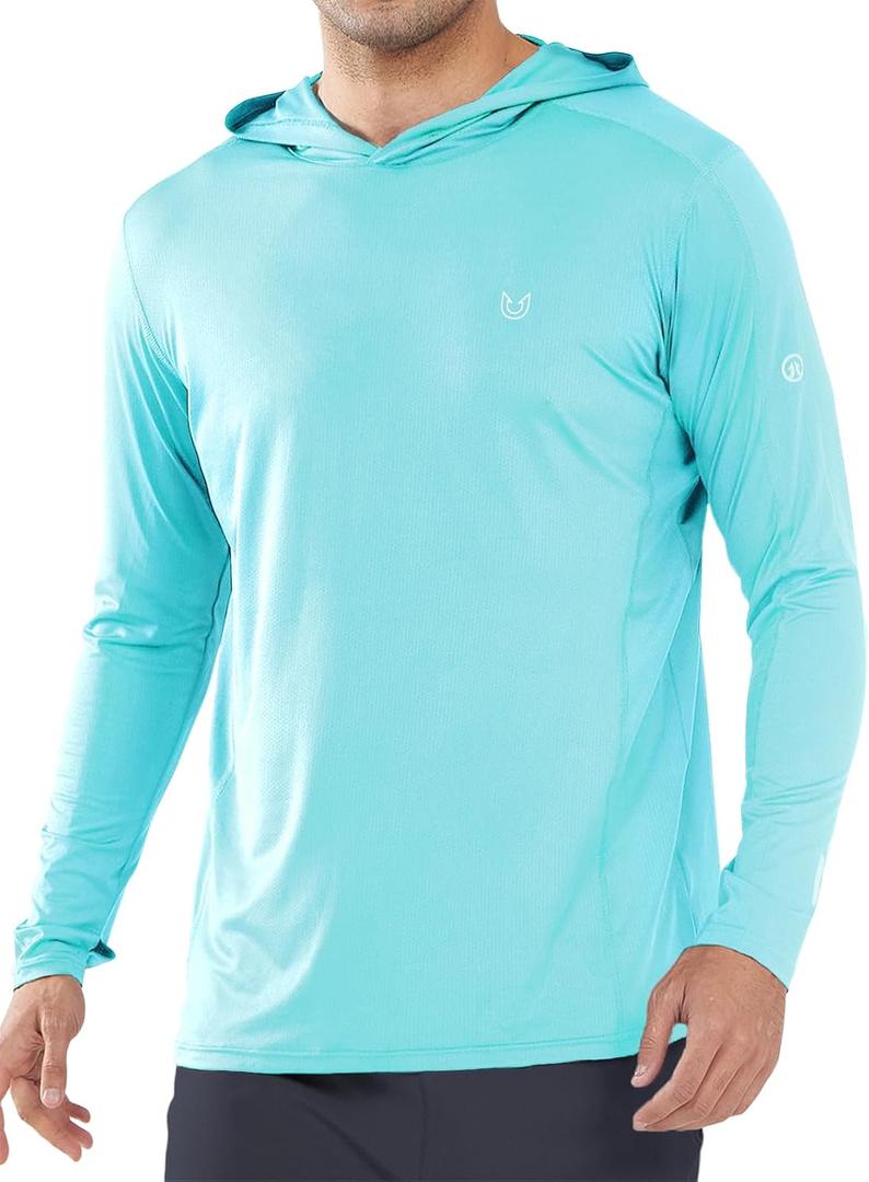 NORTHYARD Men's Sun Protection Shirt UPF 50+ Hoodie Long Sleeve Fishing Swim Rash Guard Shirts UV SPF Lightweight Running (Green, S)