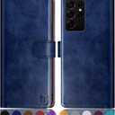SUANPOT for Samsung Galaxy S21 Ultra 6.8" with RFID Blocking Leather Wallet case Credit Card Holder, Flip Folio Book Phone case Shockproof Cover Women Men for Samsung S21 Ultra case Wallet Blue