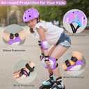 Toddler Bike Helmet Kids Helmet Knee Pads and Elbow Pads Set Adjustable Protective Gear Set with DIY Stickers for Girls Age 3-5-8 Years, S