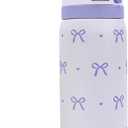 Bow Insulated Stainless Steel Water Bottle with Straw for Sports and Travel, 32oz, Gifts for Women Girls Friends Teens Birthday Christmas (Purple)
