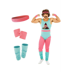 fun shack 80s Exercise Costumes For Men, 80s Workout Costumes, Retro Fitness Outfits For Men, 80s Gym Attire XL