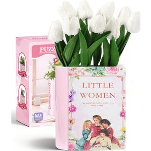 3D Puzzle Vase for Adults Kids, 120 Pcs Puzzle Book Vase for Flowers, Arts and Crafts for Kids 4-6, Adults, Girls, Cute Unique Vases for Book Shelf Decor, Books Lover Gifts(Little Women)