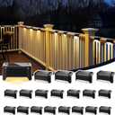 Solar Deck Lights Outdoor, Solar Step Lights Waterproof Led Lights for Outdoor Stairs, Step, Fence, Patio,Yard,Porch and Balcony(20 Pack,Warm White) (Black)