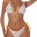 ZAFUL Women's Triangle Bikini Floral String Bikini Set Two Piece Swimsuit Bathing Suits XL