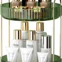 YCIA&DONE 360 Rotating Makeup Organizer and Storage for Vanity Countertop 2 Tiers, High Capacity Cosmetic Skincare Perfume Organizers for Dresser Bathroom Lazy Susan (Vintage Green)