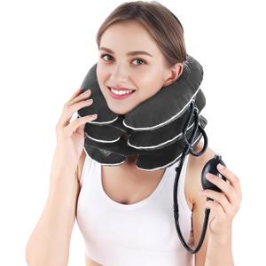 Inflatable Neck Stretcher for Cervical Traction, Adjustable Cervical Traction Device for Instant Relief, Neck Decompression Device for Neck Pain, Neck Traction Pillow, Neck Extender for Home Use(Gray)