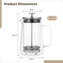 Press Coffee Maker, 1000 ml/33.8 oz Double Wall Insulated Tea Maker, Heat Resistant High Borosilicate Glass with Fine Mesh Filter & Ergonomic Handle, Ideal for Hot and Cold Beverages