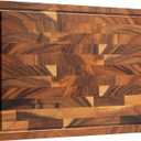 Walnut Wood Cutting Board End Grain Wooden Cutting Boards for Kitchen Chopping Block with Deep Juice Groove, Inners Handles, Gift Box, 16.5"x11.6"x0.8"