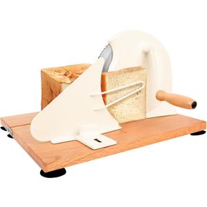 Heavy-Duty Bread Slicer Hand Crank with Foldable 14.6" Beech Base | Industrial 45# Steel & 601 Blade Cuts Tall Sourdough & Long Baguette | Metal Guide & Adjustable Thickness,Scale Line and Suction Cup