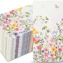 100Pcs Disposable Floral Paper Napkins Decorative Bathroom Napkins Guest Disposable Wild Flower Hand Towels Dinner Party Napkins for Wedding Birthday Party Baby Shower